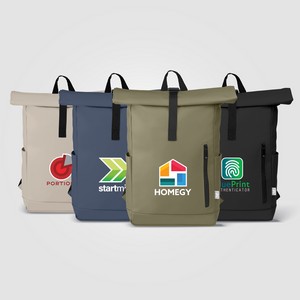 [UKM-T] Malmö rPET Waterproof Zipper 15-Inch Laptop Rolltop Backpack – 12L - Heat Transfer