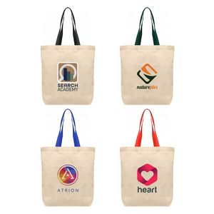 [UET-T] Tonga - 5 oz. Natural Cotton Tote w/ Color Straps - Heat Transfer