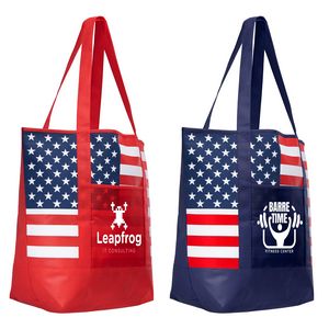 [UFW] American Flag Non-Woven Tote Bag w/ 210D Pocket