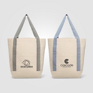 [UMQ] Niva 10 oz. Recycled Cotton Canvas Front Pocket Tote Bag – 12.25L - Silkscreen