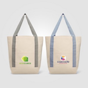 [UMQ-T] Niva 10 oz. Recycled Cotton Canvas Front Pocket Tote Bag – 12.25L - Heat Transfer