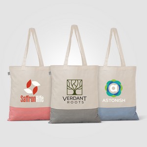 [UMZ-T] Aro Recycled 5oz Cotton Micro Stripe Tote Bag - 9.7L - Heat Transfer