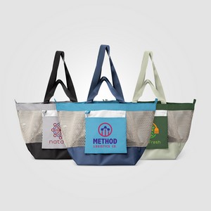 [UQC-T] Neri Recycled 300D Polyester Mesh Foldable Tote Bag - 45L - Heat Transfer