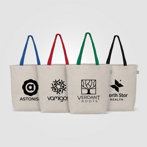 [UQE] Tonga Recycled 5oz Cotton Colored Handle Shopping Tote Bag - 11L