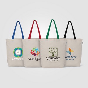 [UQE-T] Tonga Recycled 5oz Cotton Colored Handle Shopping Tote Bag - 11L - Heat Transfer