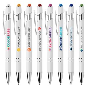 [MPE-C] Ellipse Softy White Barrel Pen w/ Stylus - ColorJet