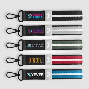 Newport rPET Woven Chevron Snap Trigger Keychain - 7.5" W x 1" H - ColorJet