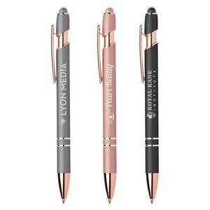 [MOI] Ellipse Softy Rose Gold Metallic Pen w/ Stylus - Laser