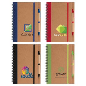 [NXJ-C] Kraft Hard Cover Spiral Notebook with Pen - ColorJet