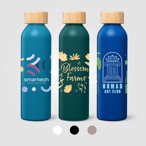 Eden Recycled Stainless Steel Bamboo Lid Water Bottle - 20 oz. - ColorJet