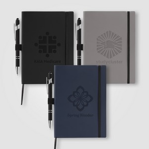 [NWS-D] Hemingway Recycled Soft Cover Journal & Pen Set - A5 5.5" x 8.3" - Deboss