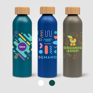 Eden - 20 oz. Aluminum Water Bottle with Bamboo Lid - ColorJet
