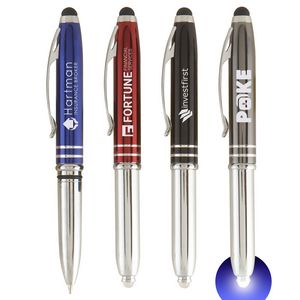 [LWF] Vivano Duo w/LED Light & Stylus - Laser Engraved - Metal Pen