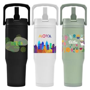[WFR-C] Polar Duo - 32 oz. Double-Wall Recycled Stainless Steel Tumbler with Storage Base - ColorJet