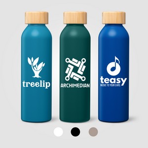 [WKA] Eden Recycled Stainless Steel Bamboo Lid Water Bottle - 20 oz.