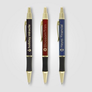 [DXL] Matrix Grip Pen w/ Gold Top & Accents - Laser Engraved Metal Pen