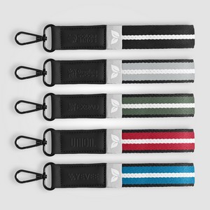 Newport rPET Woven Chevron Snap Trigger Keychain - 7.5" W x 1" H - Deboss