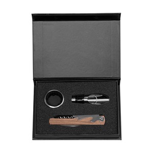 [HAE] Essex Stainless Steel & FSC Wood Wine Accessory Gift Set - 3 Pcs