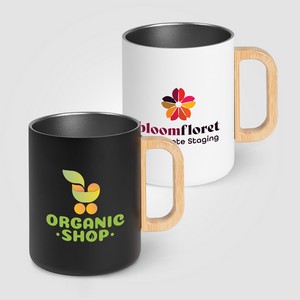 [MVC-C] Vancouver - 18 oz. Stainless Steel Double Wall Mug with Bamboo Handle - Full-Color Inkjet