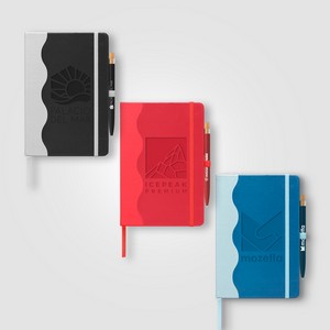 [NEB-D] Grete Recycled PU Wave Pattern Journal Pen Set - A5 - Deboss