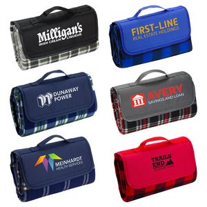 [WOR-PB19] Plaid Barrel Fleece Picnic Blanket