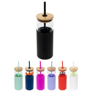 Stirling 18 oz Glass Tumbler with Silicone Sleeve & PP Straw