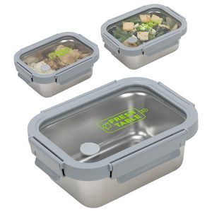 [WKA-HE24] Heat 'N Eat Microwaveable Stainless Steel Lunch Box with Vented Glass Lid