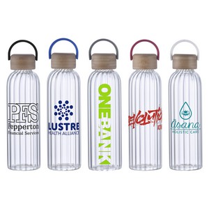 Eos 21 oz Glass Bottle w/ Bamboo Lid