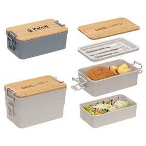 [WKA-CH25] Chuckwagon Stackable Lunch Box With Bamboo Lid & Utensils