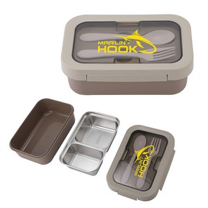 [WKA-BE26] Bento Stainless Steel/PP Lunch Box With Utensils