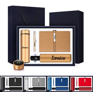 [DICBK-SHXYR] 4 PCS Gift Set - Insulated Tumbler, Automatic Umbrella, Notebook, and Pen