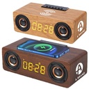 Wooden Wireless Charger Speaker With Alarm Clock